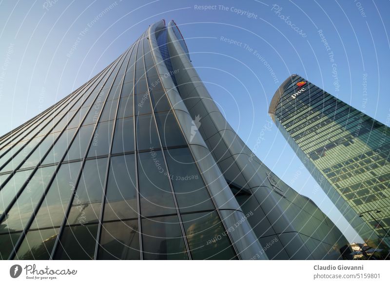 Citylife, modern park in Milan, Italy Europe Hadid Isozaki Libeskind Lombardy Three Towers architecture building business city cityscape color day exterior