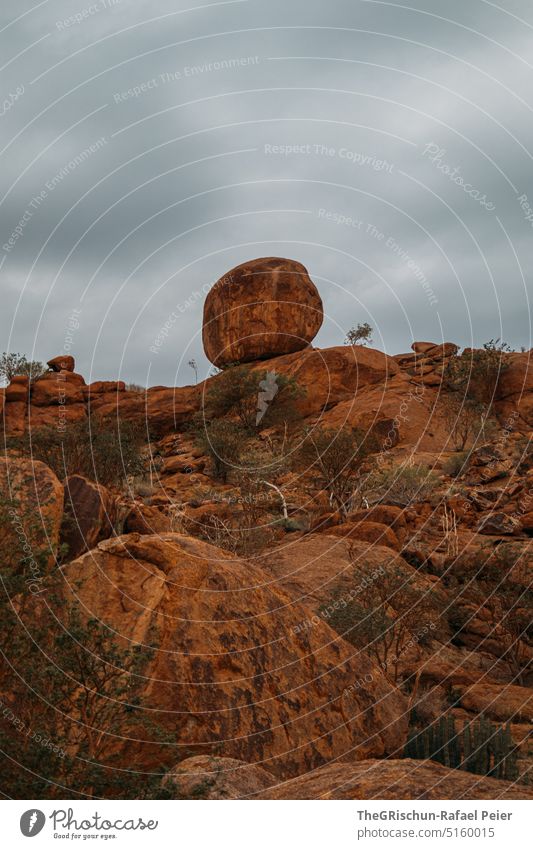 Big stone on a stone mound Namibia dessert camp Steppe Landscape Exterior shot Nature Deserted Environment Far-off places namibia road trip Africa Freedom