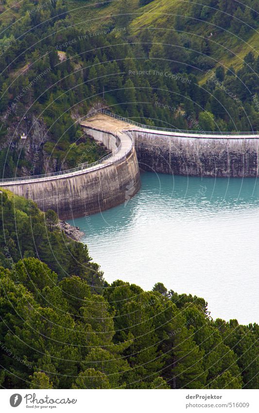 A bow made around the water... Environment Landscape Water Summer Lake Old Esthetic Reservoir Retaining wall Gray Forest Reflection Patina Alps France