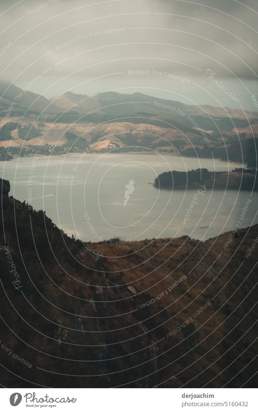 Taking the gondola to Port Hills on a dull day ,overlooking the surrounding countryside and sea. Mountains and mountain ranges Landscape Sky Exterior shot