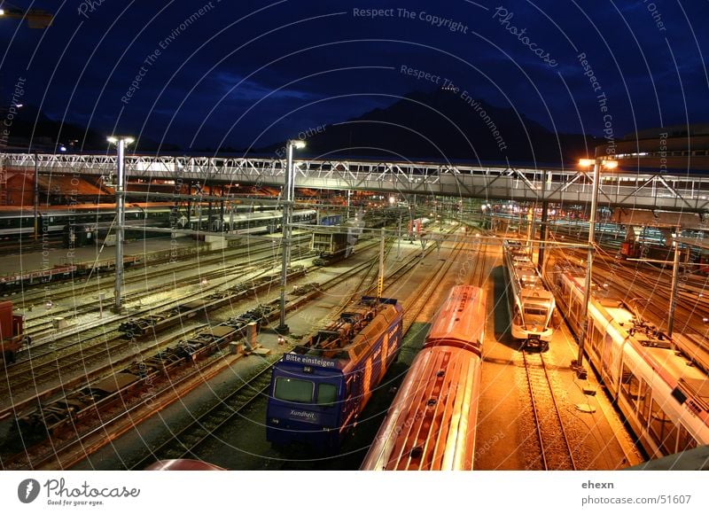 trainees Night Railroad Exposure Long exposure Traffic light Train station Colour tracks