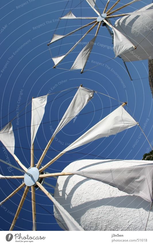 windmills Windmill Crete White Sky Blue Rag