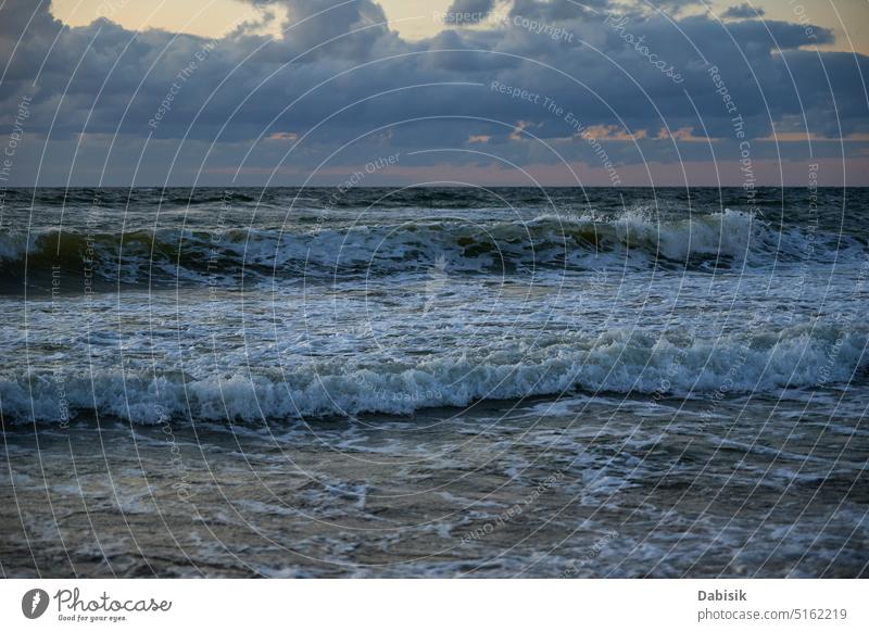 Baltic sea against dramatic cloudy sky at sunset baltic sea waves beach landscape water seascape nature panoramic sunrise amazing poland ocean summer sunlight