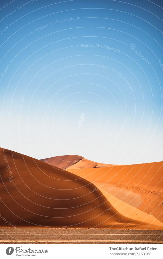 Dune against blue sky Sand duene Namibia Africa travel Desert Landscape Adventure Nature Warmth Sossusvlei Far-off places Shadow Light Blue sky sandy