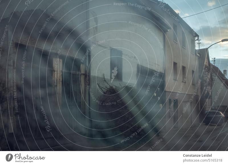 View from the back window on old village street. Architecture and cities Building Cities Facades Barn door House (Residential Structure) Simple Village