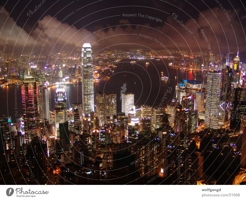 Hong Kong - View from Victoria Peak at night Hongkong Night Sea of light Exterior shot Night shot brightly lit victoria harbor Harbour view from the lugard road