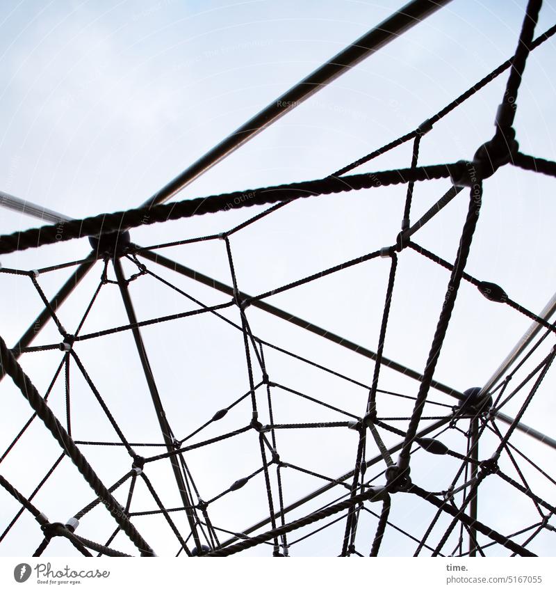 color reduced | roped Adhesive framework ropes Silhouette Playground Sky Back-light Loops Architecture Manmade structures Sports equipment Climbing Connections