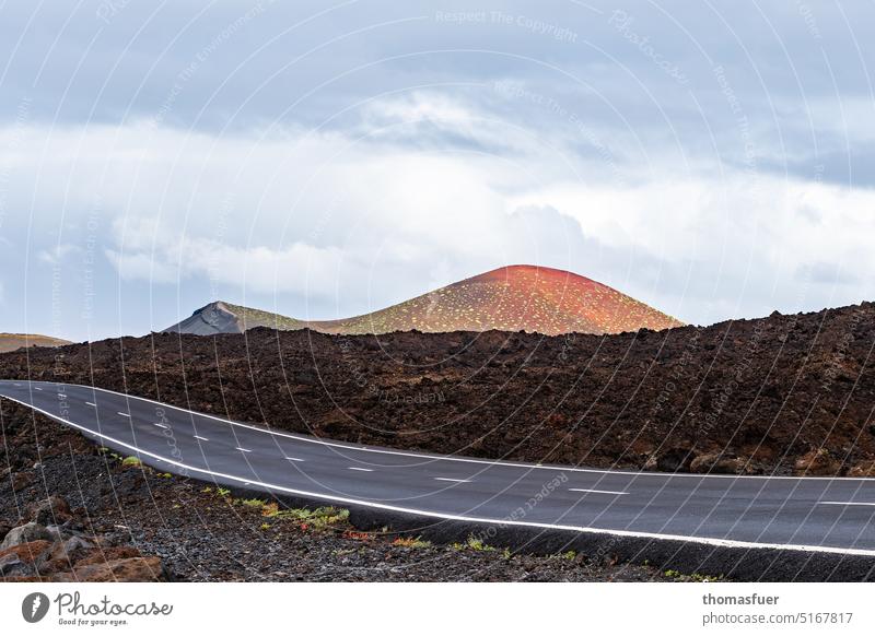 Volcano - road without bike Vacation & Travel Peak Beautiful weather Mountain Far-off places Sky Clouds Horizon Day Light Shadow Panorama (View) Volcanic island