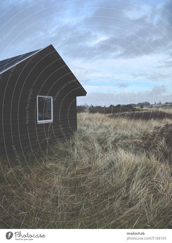 Cyclops House Denmark Beach dune House (Residential Structure) Hut Nature Clouds Vacation & Travel Landscape coast Idyll duene Deserted Marram grass Relaxation