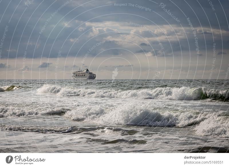 Cruise ship off Heligoland Sandy beach beach holiday North Sea beach Nature reserve North Sea Islands Helgoland North Sea coast Beach dune dune protection relax