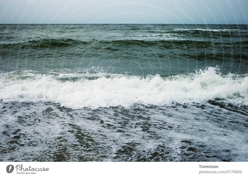 From the calm water to the wave to the spray... North Sea Water White crest Beach Denmark Horizon Sky Vacation & Travel Waves Ocean Nature Deserted