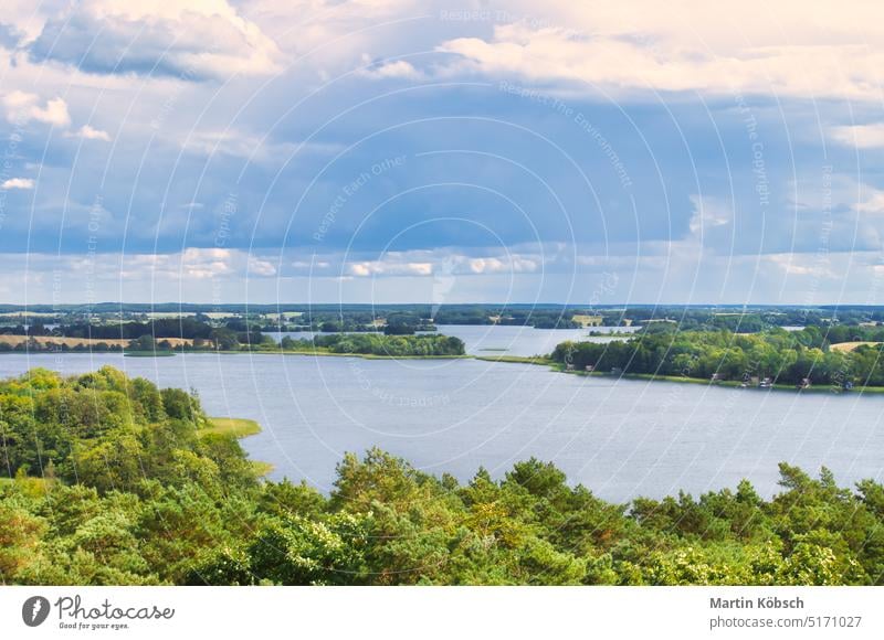 View of Krakow on the lake. Lake landscape with dense forests on the shores. Vacation Water Relaxation Park Tree Summer view Bird's eye view Forest Overview