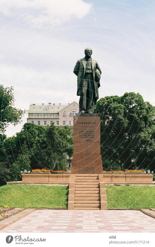 Kiev - Taras Shevchenko Monument Ukraine Kyiv Building Architecture City Analogue photo Kodak Statue Landmark ukrainian Language Poet Verse