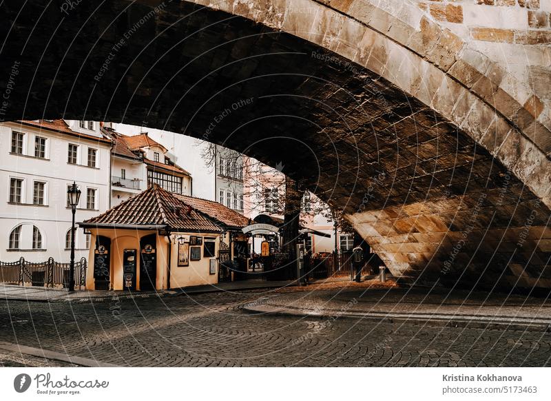 Prague, Czech - November 2023. View under Charles bridge in Prague. architecture city europe history prague tourism travel view czech republic river town