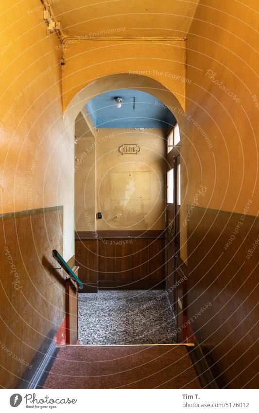 in an old staircase from 1888 in Berlin Staircase (Hallway) Neukölln Colour photo Stairs hallway Architecture House (Residential Structure) Town Deserted