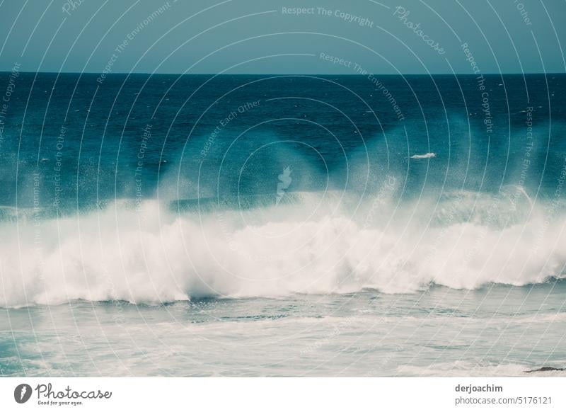 Wave after wave rolls towards the beach. Wave action Swell Sea water Blue Exterior shot oceanic Watercolor Wave break Surface of water Undulation Ocean Seashore