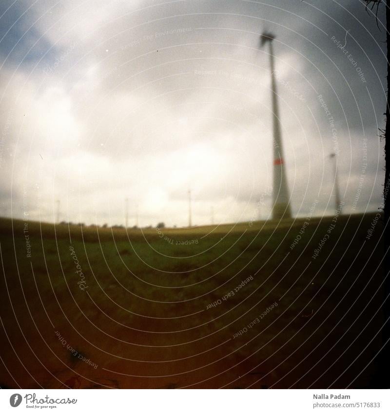 Everywhere you look... Analog Analogue photo pinhole Colour Colour photo Exterior shot technique Pinwheel Movement Deserted Day Sky Energy energy revolution