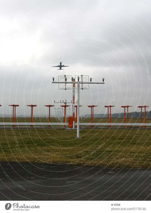 Cabin crew, prepare for takeoff - aircraft takes off at Nuremberg Airport Takeoff Airplane launch Spotlight lamps runway Runway Aircraft flight Airfield