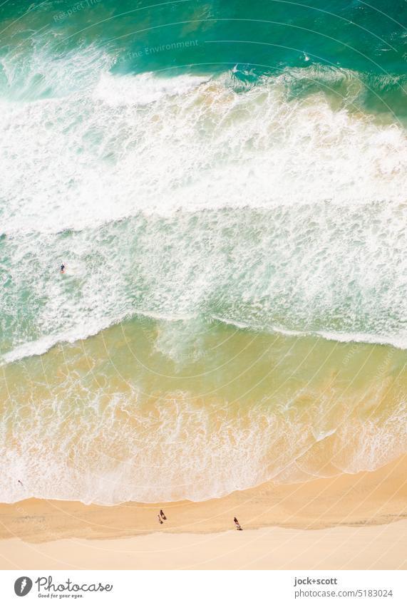 a day on the beach with a bird's eye view of the surf Surf Beach Ocean Waves coast Nature Bird's-eye view White crest Pacific Ocean Background picture Swell