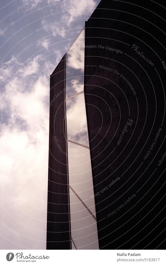 Black diamond - BO reflected Analog Analogue photo Colour Colour photo Building Architecture Sky Window Glass Wall (building) Facade Line Museum