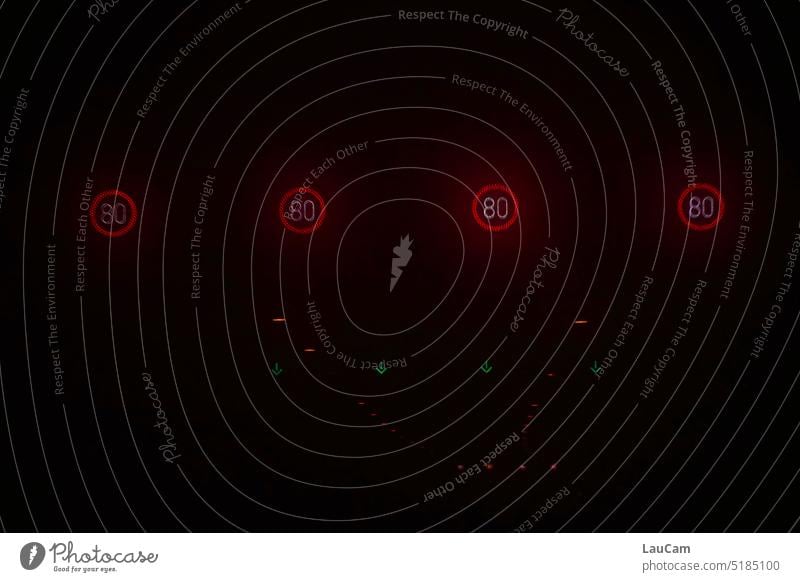 Speed limit - at night on the highway darkness Dark speed limit 80km/h Transport Motoring Highway Road traffic Traffic infrastructure Driving Means of transport