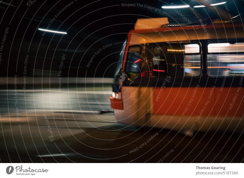 Tram at night tramway Tram lines Long exposure long exposure photography Night Night life Night shot Bratislava Night light Night mood blurry blurry background