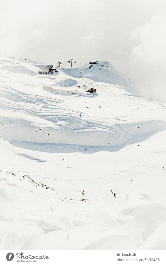 Skier on ski slope above the fog Leisure and hobbies mountains Svizzera Swissalps Switzerland Suisse lenzerheide Grisons Ski resort Far-off places Environment