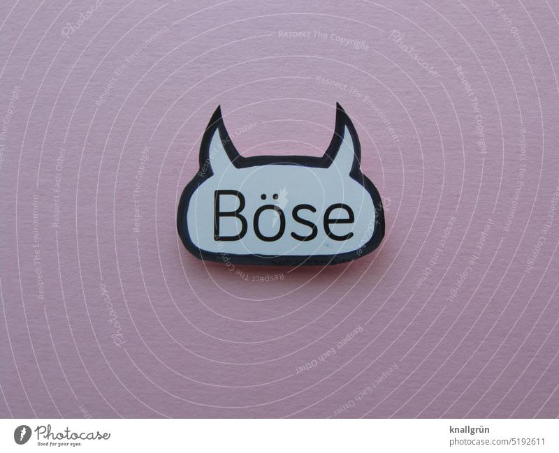 BÖSE Evil Devil Pink Fear Creepy Threat Cute cute Funny Whimsical wittily devil horns Letters (alphabet) Word Latin alphabet Communicate communication Language