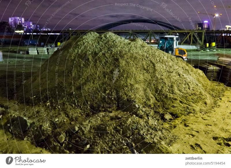 Pile of sand on a construction site Construction site construction industry large construction site Sand Heap Sandheap Material Bridge Bridge building