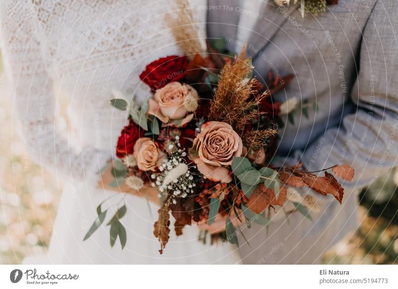 Autumn bridal bouquet for wedding Wedding nuptial autumn wedding Bouquet autumn bouquet autumn flowers boho Boho style roses Pampas grass Married couple Bride