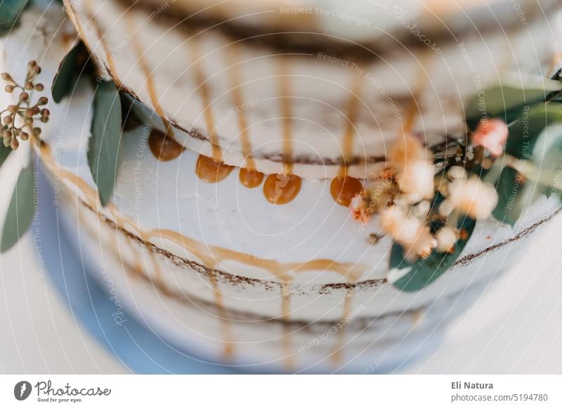 Delicious vegan wedding cake naked cake with caramel sauce Wedding Rustic Gateau Candy Caramel Cream vegan cake Cake Vegan diet get married Love Matrimony