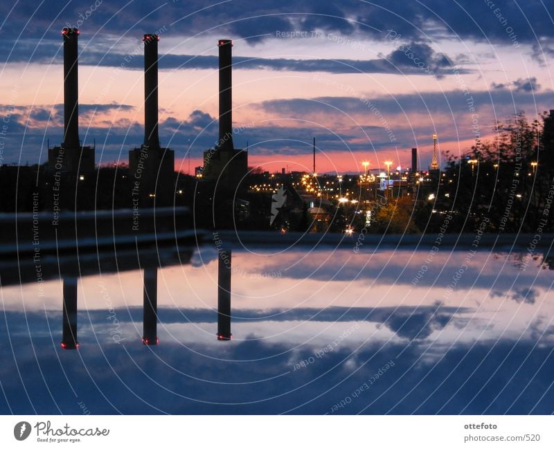 View from my skylight Transmitting station Sunset Architecture Berlin Electricity generating station Evening