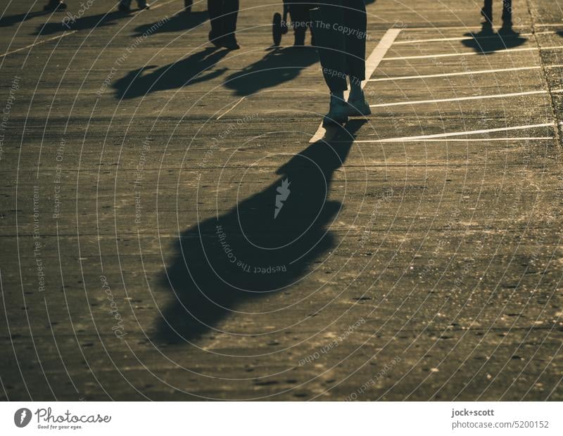 Silhouette of people walking in sunshine Human being Shadow Sunlight Neutral Background Lanes & trails Shadow play Back-light Serene Moody Prenzlauer Berg