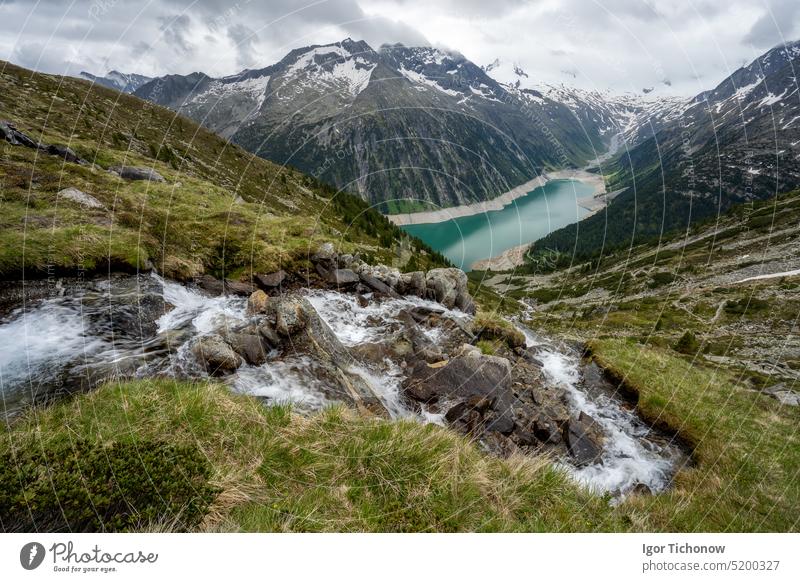 Schlegeis Stausee lake view. Zillertal, Austria, Europe zillertal schlegeis austria stausee beautiful hiking tyrol trekking water travel nature mountain