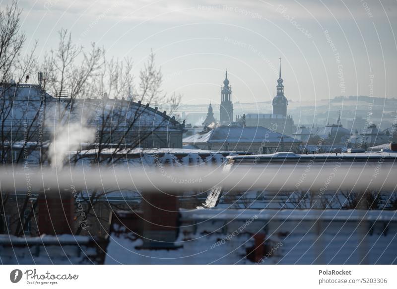 #A0# Dresden in winter white dresden-neustadt Winter Heat Town Building roofs rooftop landscape Architecture Downtown Sky Hofkirche Dresden Hofkirche Old town