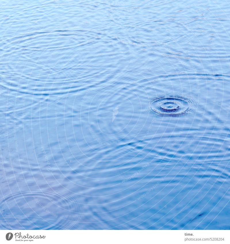 Snow Melt | Lifelines .161 Drop Lake Rings impact Blue Concentric Phenomenon Physics Surface tension Surface of water Drops of water Wet Nature rainy Pattern