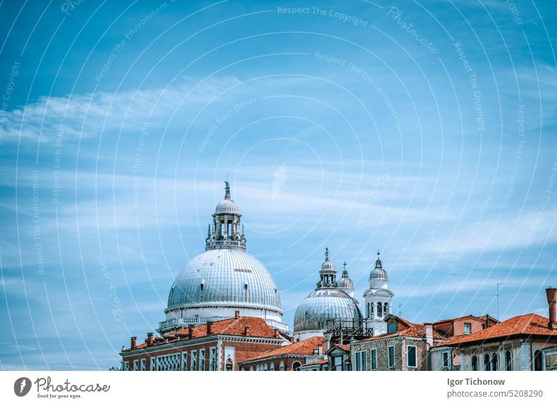 Venice, Italy. The cupel of Basilica di Santa Maria Della Salute against blue sky basilica della maria salute venice copy santa italy church architecture canal