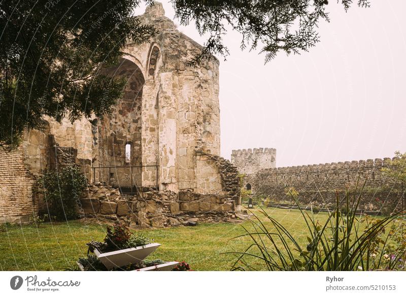 Ninotsminda Village, Kakheti Region, Georgia. Ruins Of Old Church Monastery Of Saint Nino, Ninotsminda Near Sagarejo. Monastery Was One Of Most Important Spiritual And Educational Centers In Georgia.