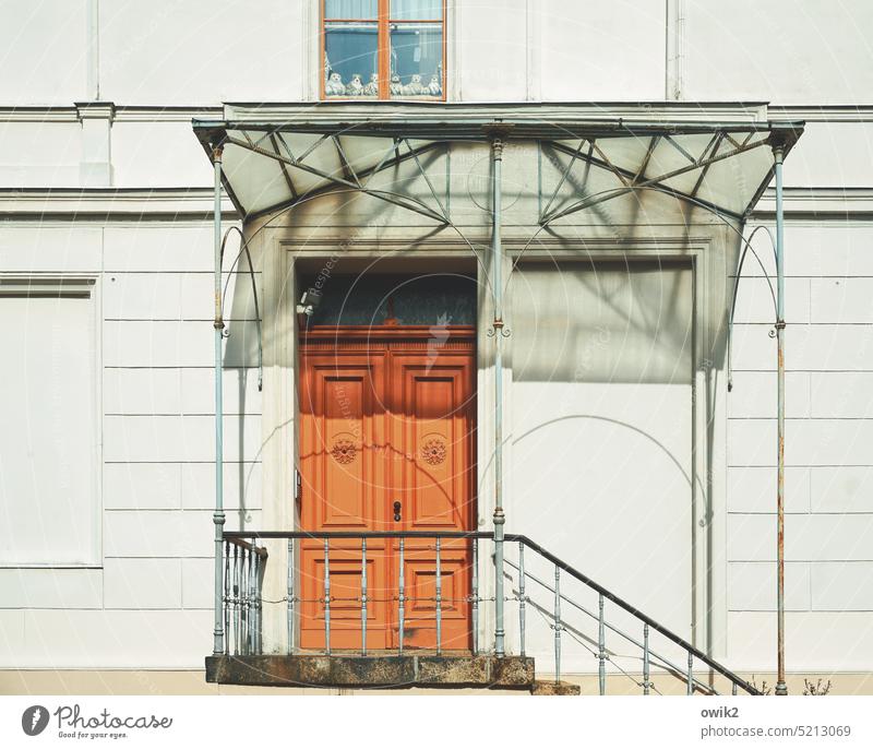 High gate Veranda door Wood House (Residential Structure) Front door Stairs Idyll Colour photo Long shot Deserted Appealing hospitably Living or residing Light