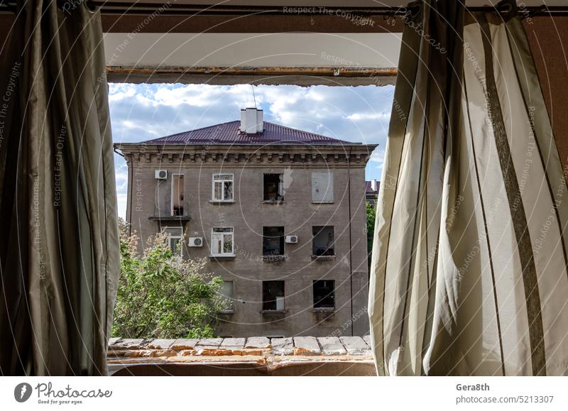 destroyed and burned houses in the city during the war in Ukraine Donetsk Kherson Kyiv Lugansk Mariupol Russia Zaporozhye abandon abandoned attack bahmut