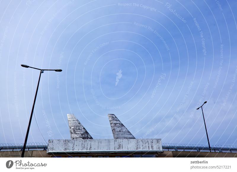 Tegel airport access Berlin Far-off places Trajectory Airport Airfield Freedom Spring Sky Horizon Deserted taxiway Skyline Summer Copy Space TXL hazy wide