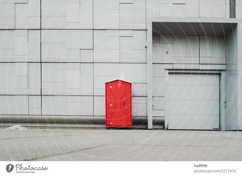 red mobile toilet in front of gray wall mobile toilets toilet house notdurft Toilet Public restroom Mobile LAVATORY White john Sanitary hygiene Clean