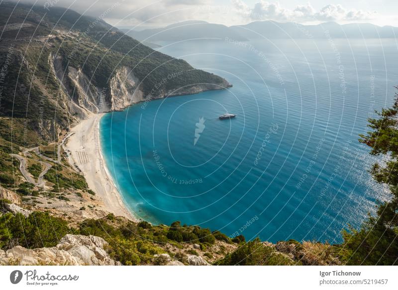 Greece, Kefalonia island, Myrtos beach greece sea view ionian kefalonia myrtos landscape blue travel idyllic water destination turquoise scenic vacation coast