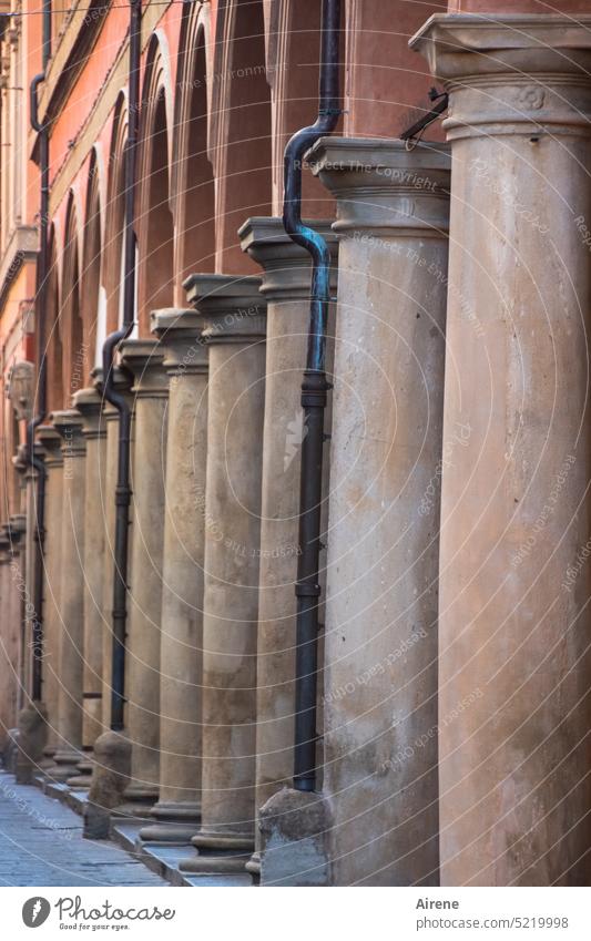 colonne bolognese Column series Architecture Facade Perspective columns Red Chapter Manmade structures Historic Tourist Attraction Old Row Street Old town