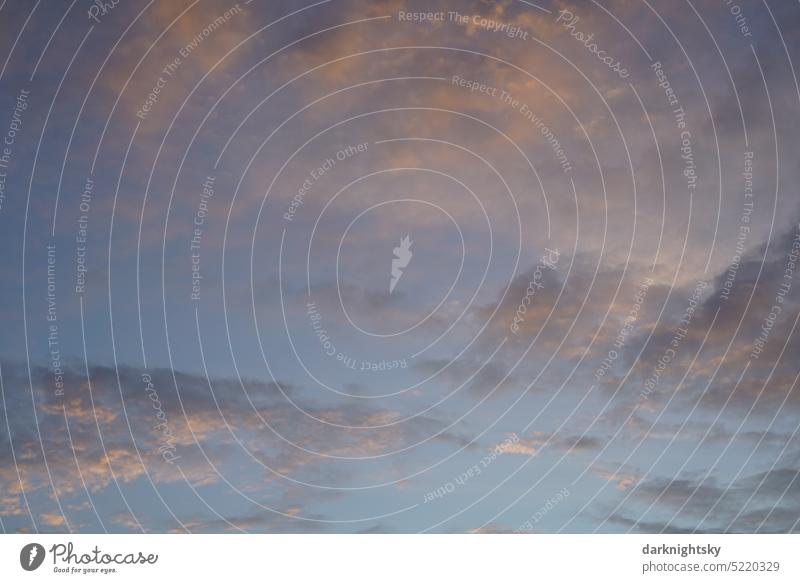 Slightly cloudy sky in light blue, beige and orange Dusk Colour photo Exterior shot Twilight Clouds Blue Orange sunset Deserted kind Evening Sky Cheerful