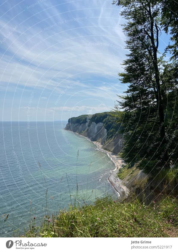 Wide landscape with steep shore and turquoise water in summer - Rügen Island coast Landscape Sky Baltic Sea Nature Water travel Ocean