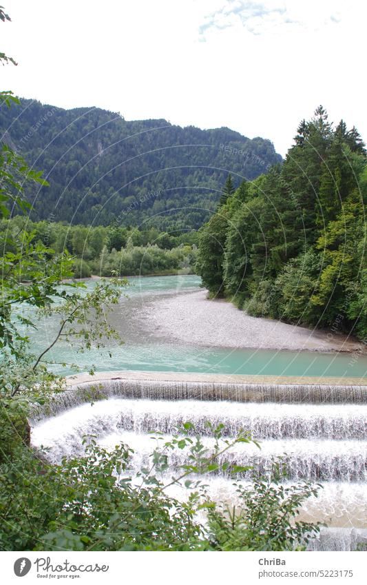 Lechfall waterfall hiking hike wander walking tour Alps Vacation & Travel landscape Landscape Mountain Hiking Green mountains blue Nature Exterior shot Rock