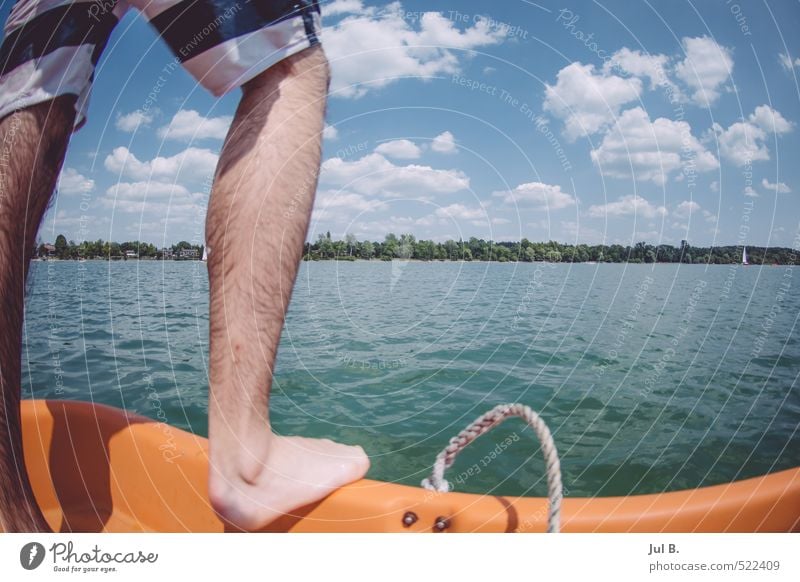 Off into the water Masculine Young man Youth (Young adults) 1 Human being 18 - 30 years Adults Nature Landscape Lake Good Joy Colour photo Multicoloured