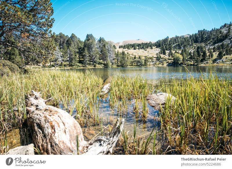 Lake with mountains in background Alps Andorra Hiking Discover Mountain Hill Landscape Nature Colour photo Summer Deserted Tourism Beautiful weather stones