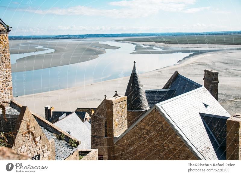 Old house with fireplace and shingles on Mont Saint Michel Brittany mont saint michel mont saint-michel Mont St. Michel Mont St.Michel Building Architecture